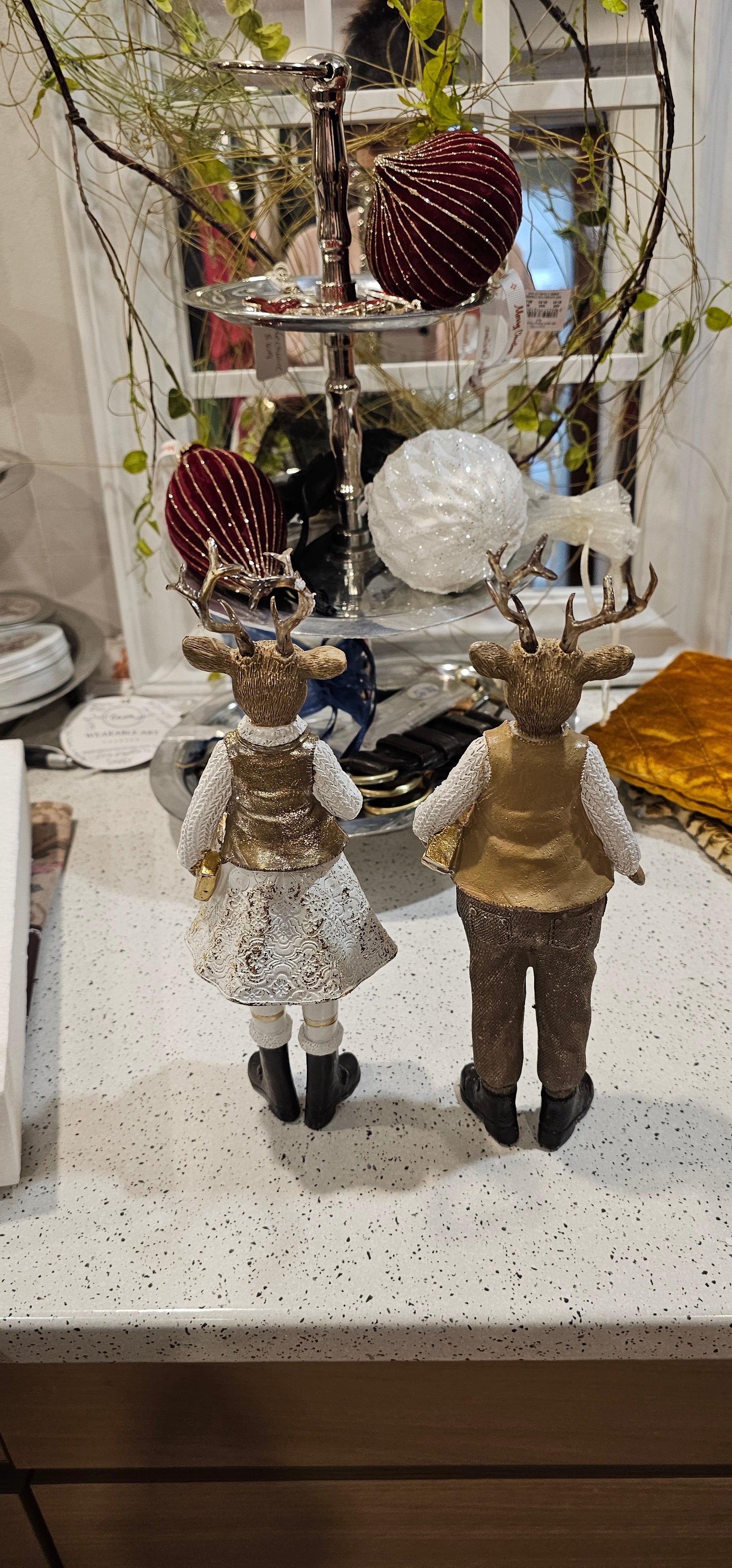 Christmas deer couple, Reg and Jen