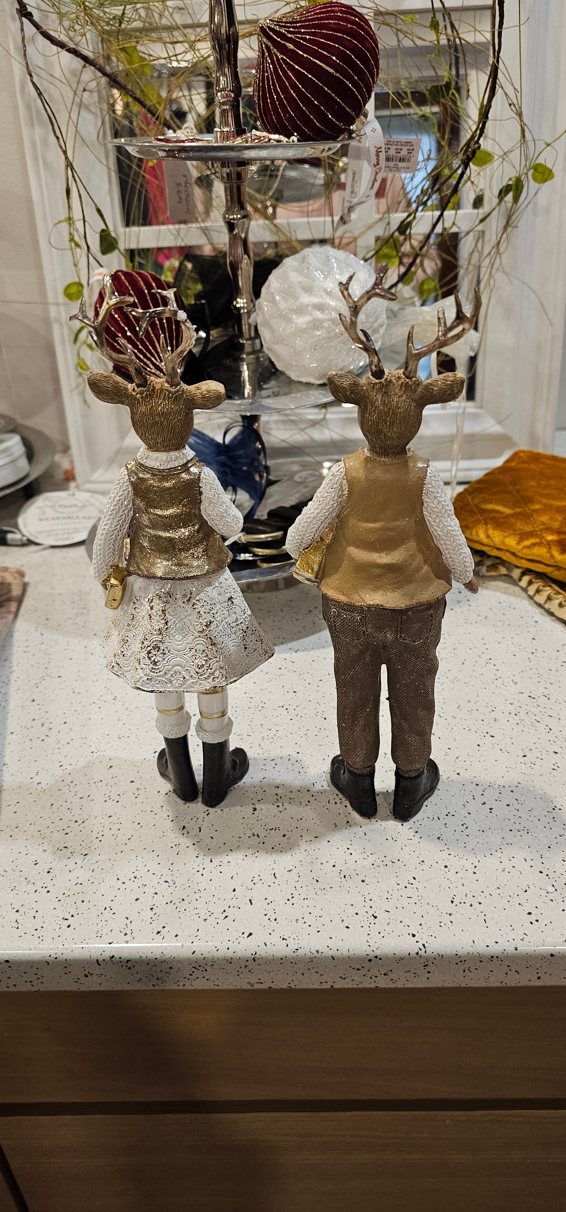 Christmas deer couple, Reg and Jen