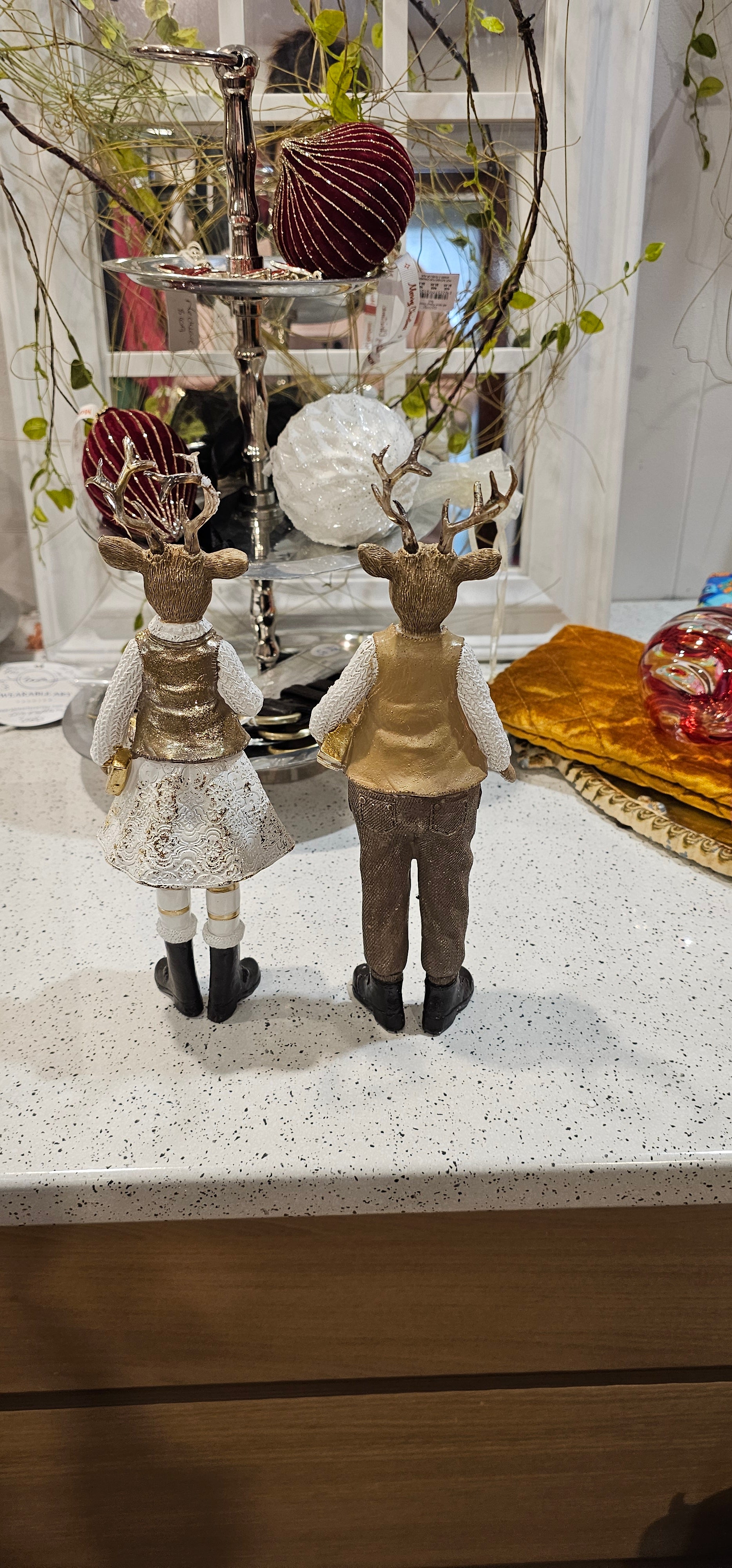 Christmas deer couple, Reg and Jen