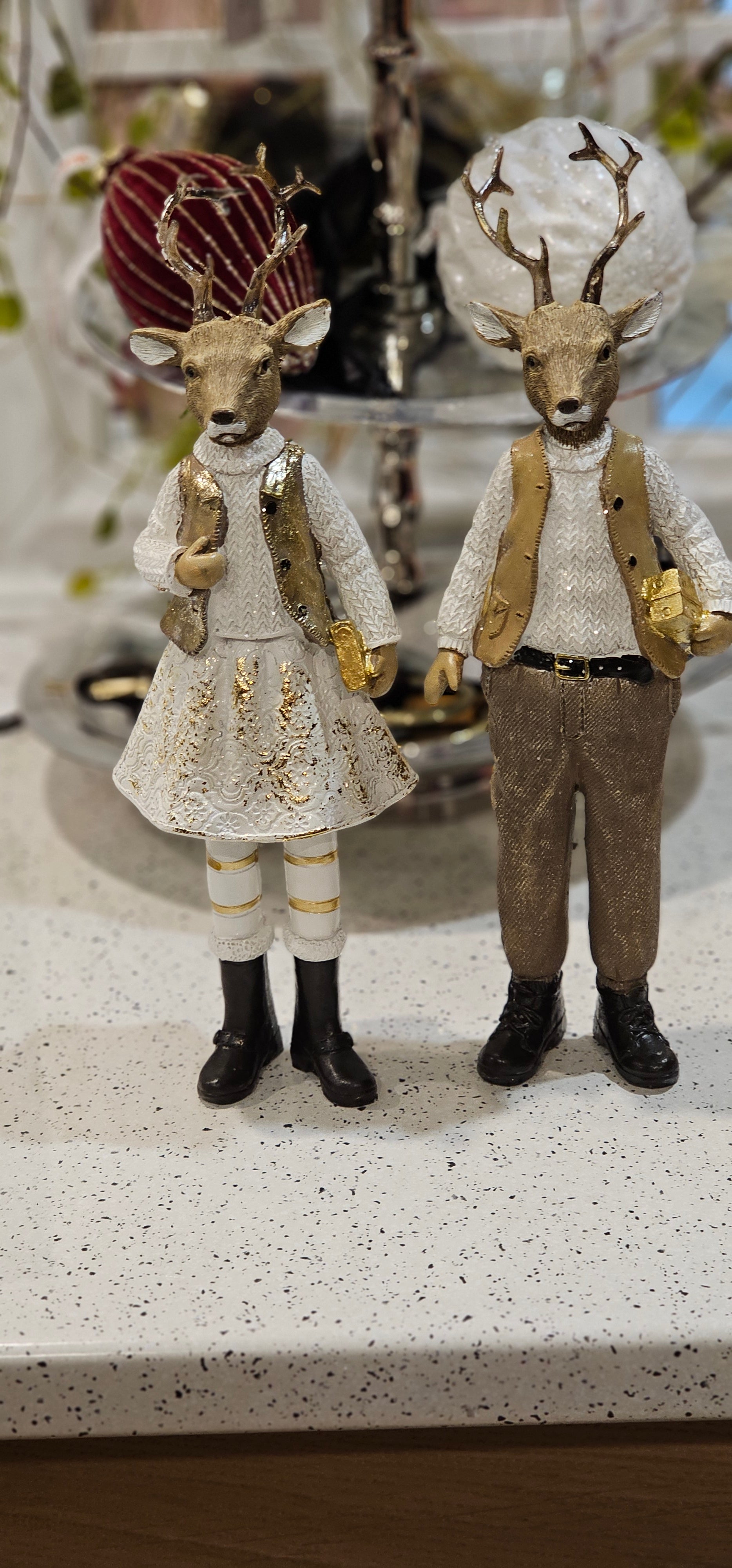 Christmas deer couple, Reg and Jen