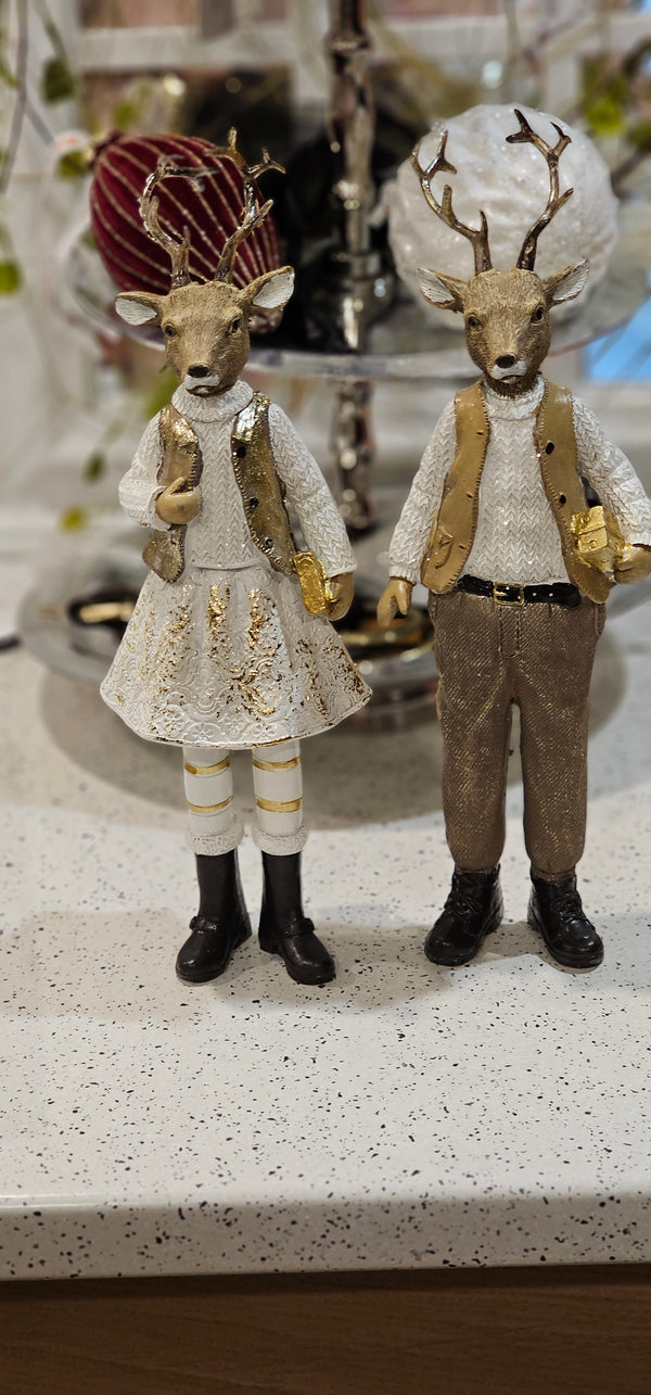 Christmas deer couple, Reg and Jen