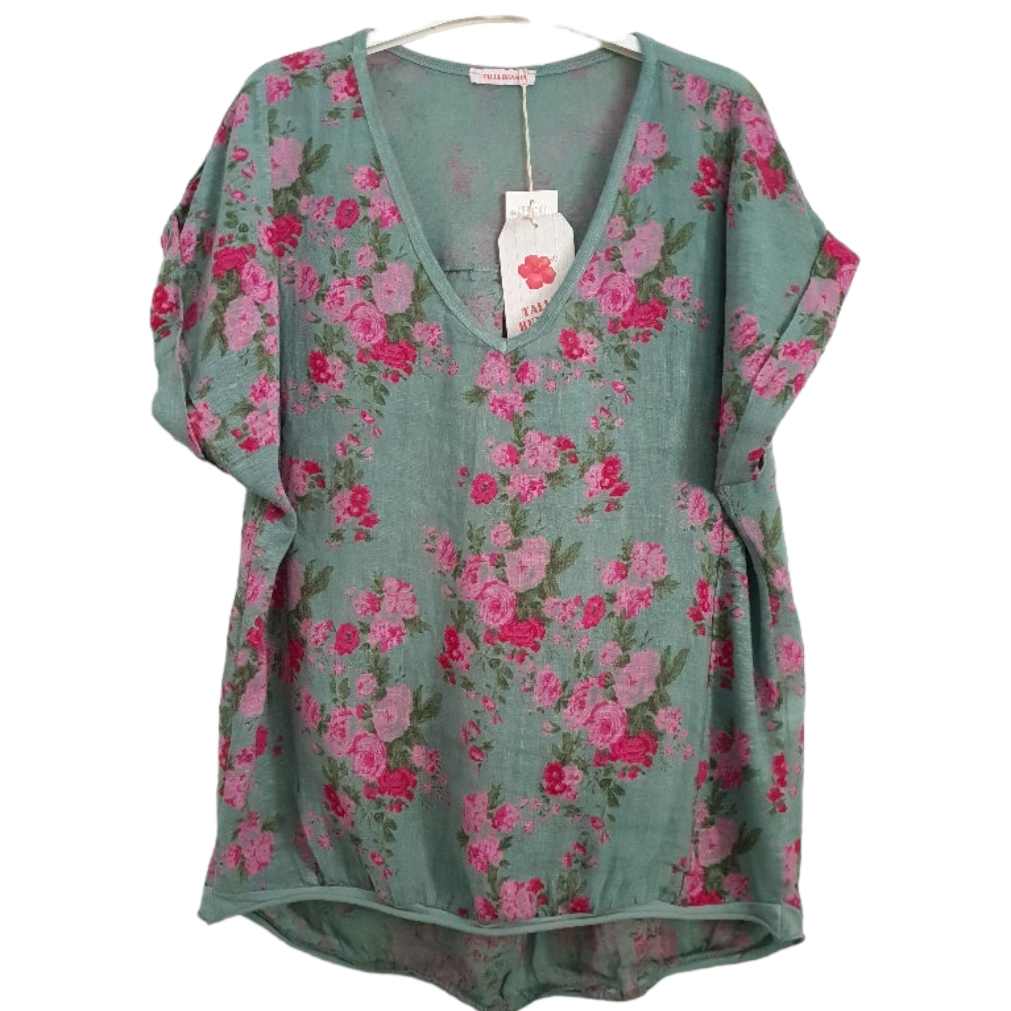 Floral linen T-shirt top