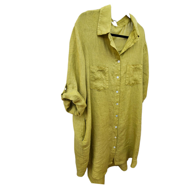 Linen oversized dress shirt ,buttons one size
