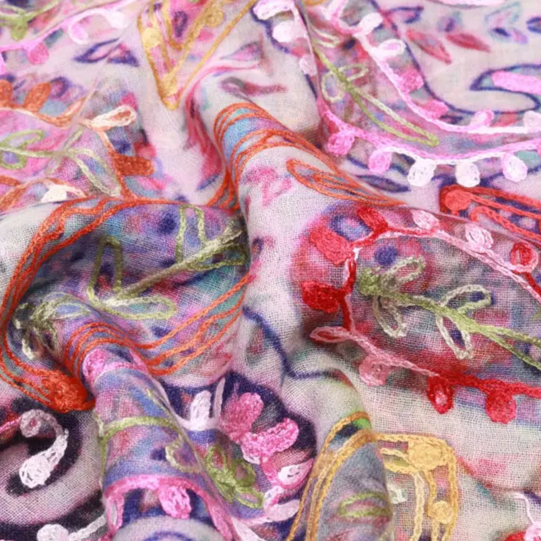 Australian Merino wool embroidered shawl SB-66