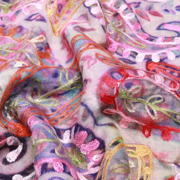 Australian Merino wool embroidered shawl SB-66