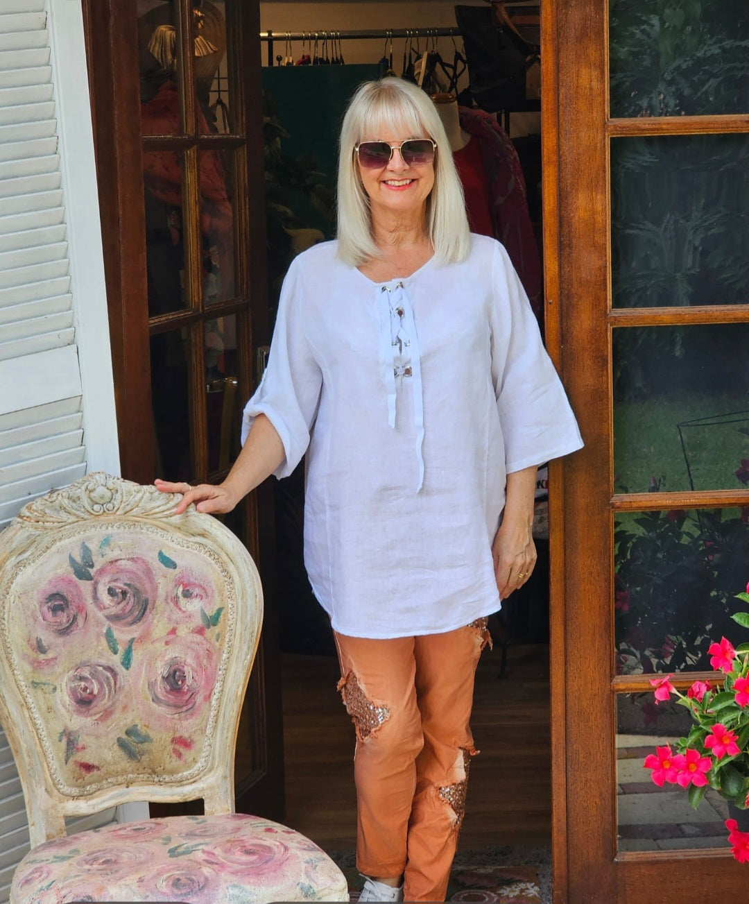 Raft tie top, linen
