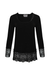 Top V- and round neck  with lace