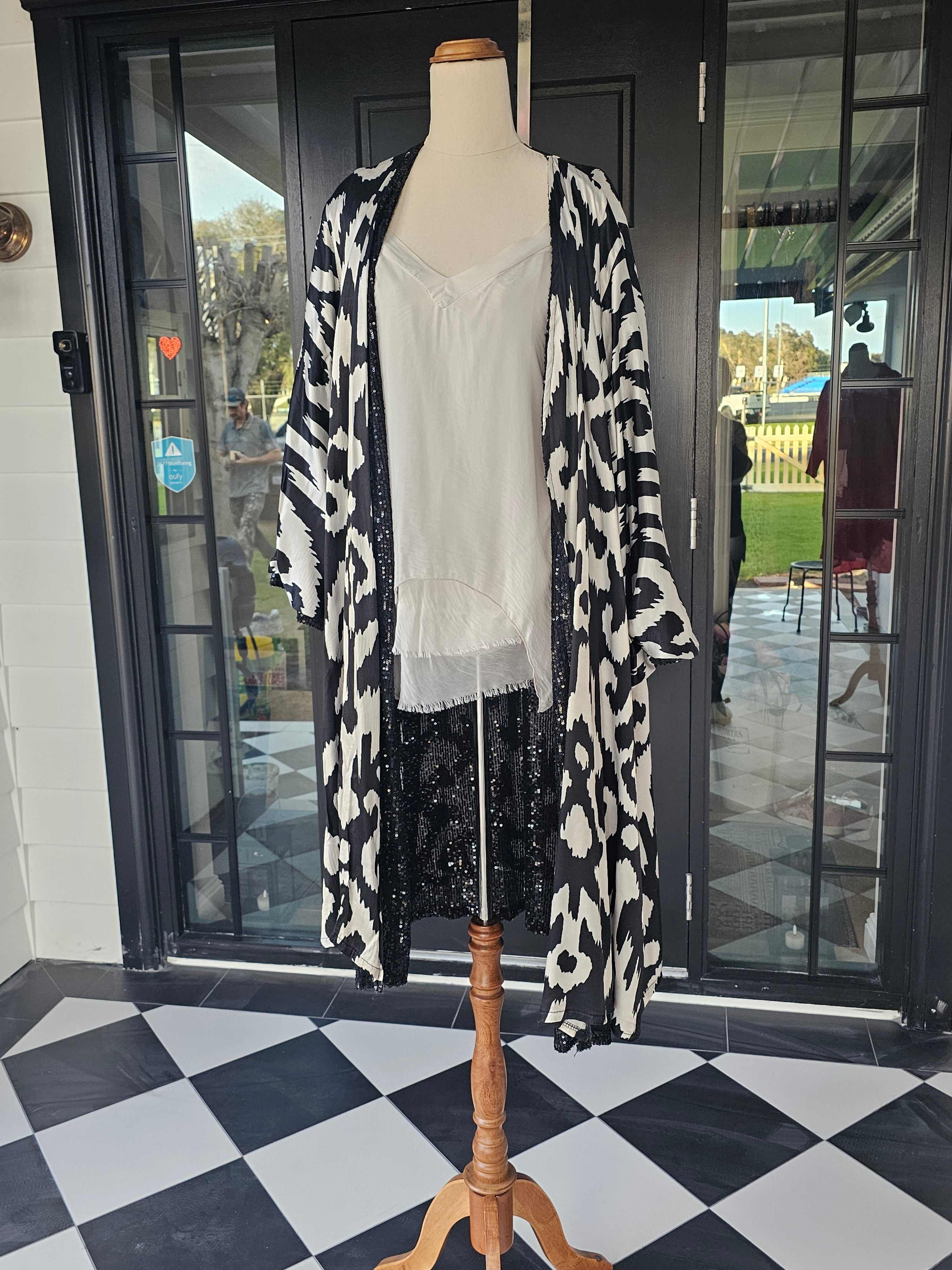 Zazzle Sequin Coat  /Black/White/ One Size