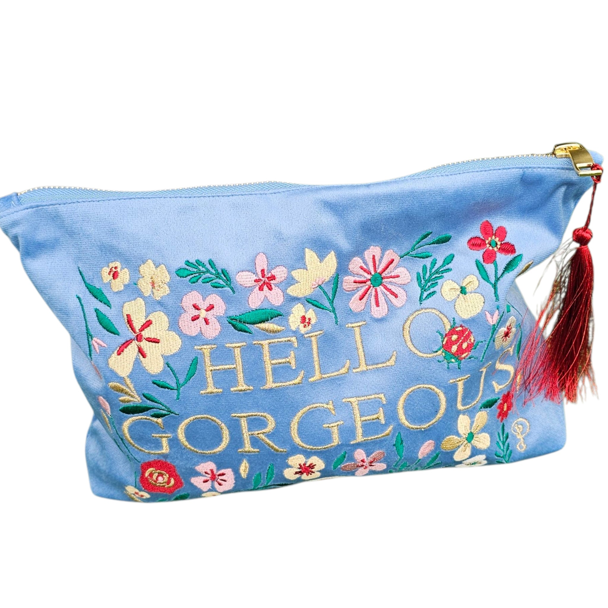 Powder Velvet Zip Pouch - Hello Gorgeous