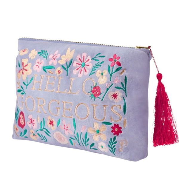 Powder Velvet Zip Pouch - Hello Gorgeous