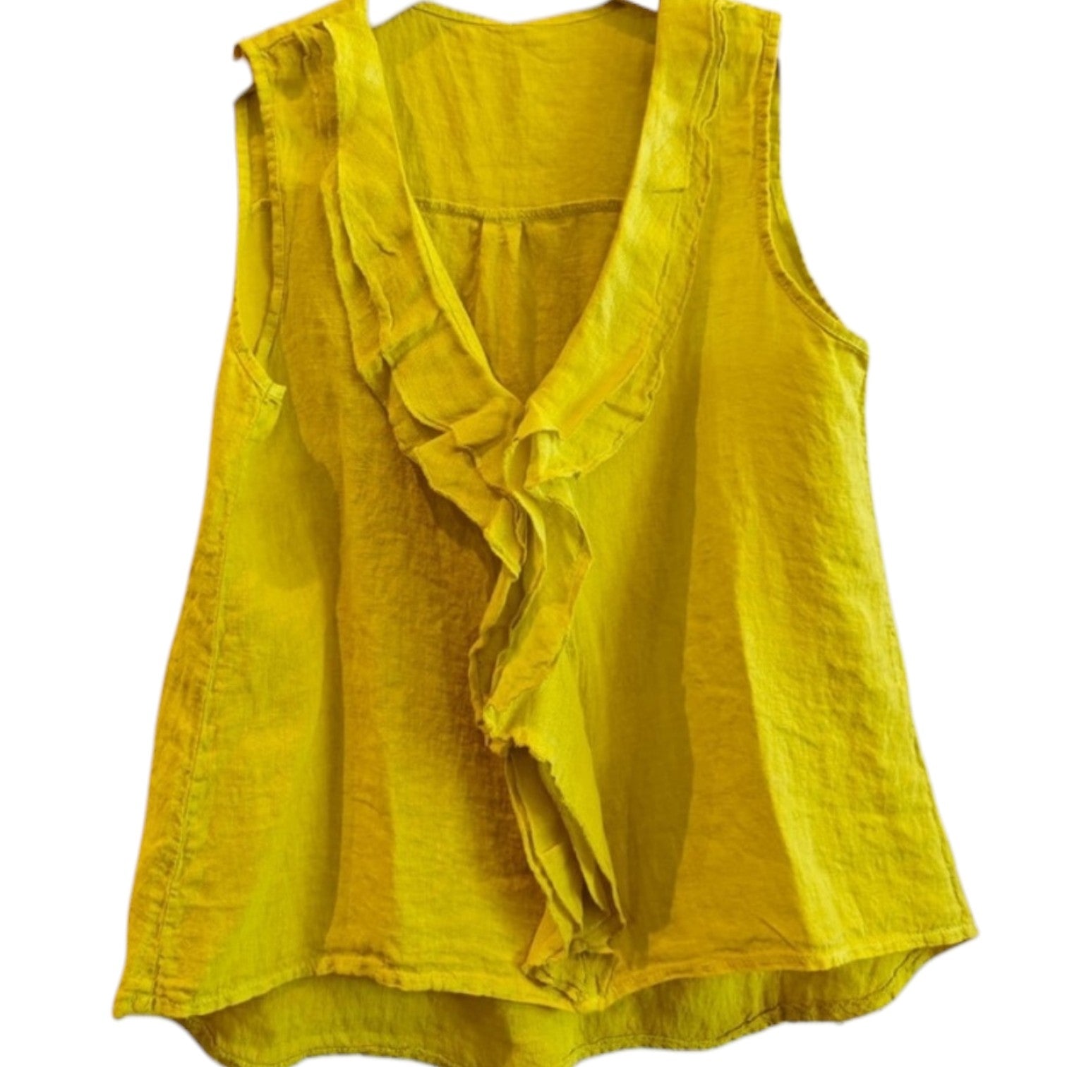 Linen Ruffle T-Shirt Top