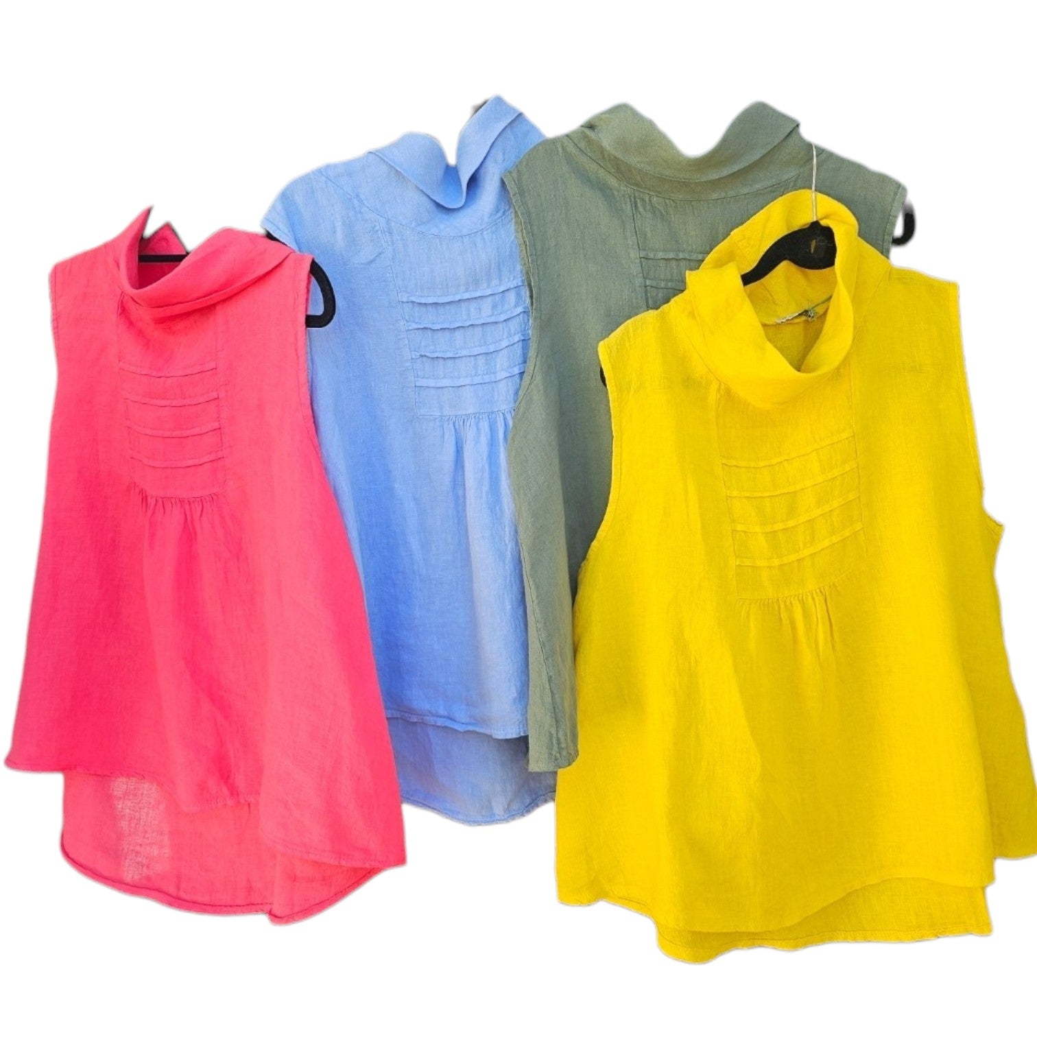 Sleeveless linen  Boatneck Blouse,Linen & More