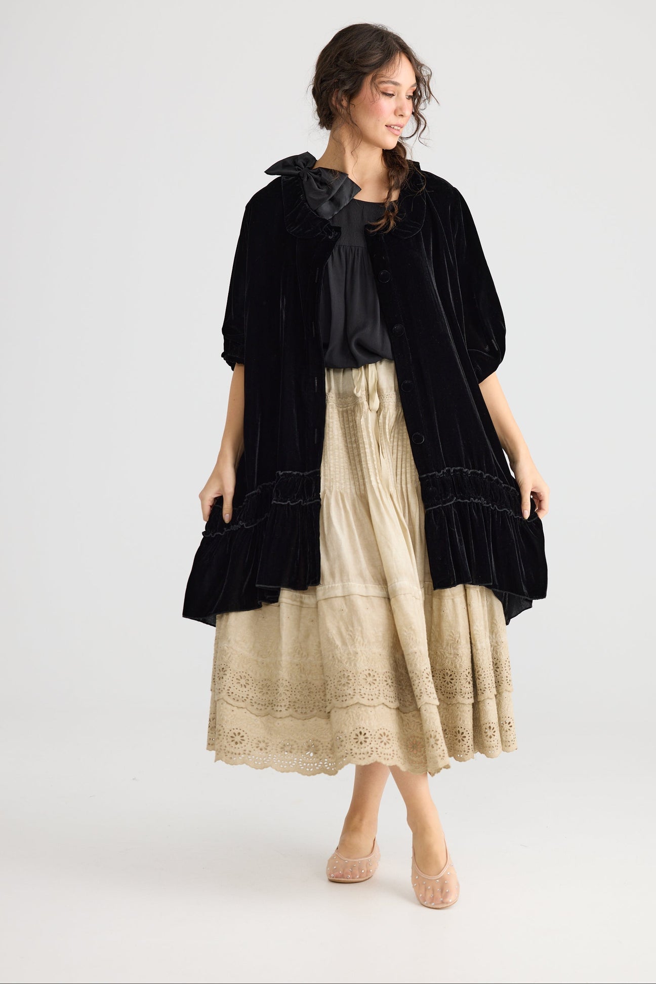 Velvet Coat Dress - Florentine Miss Rose Sister Violet