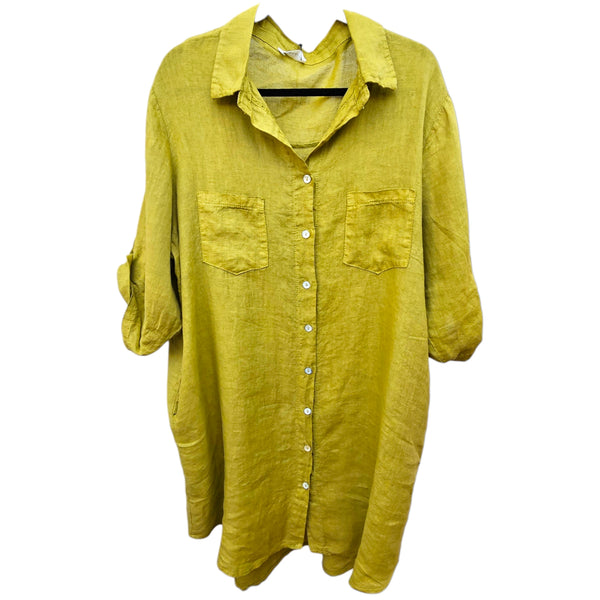 Linen oversized dress shirt ,buttons one size