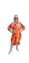 Floral Print Mid-Length Shirt Dress orange