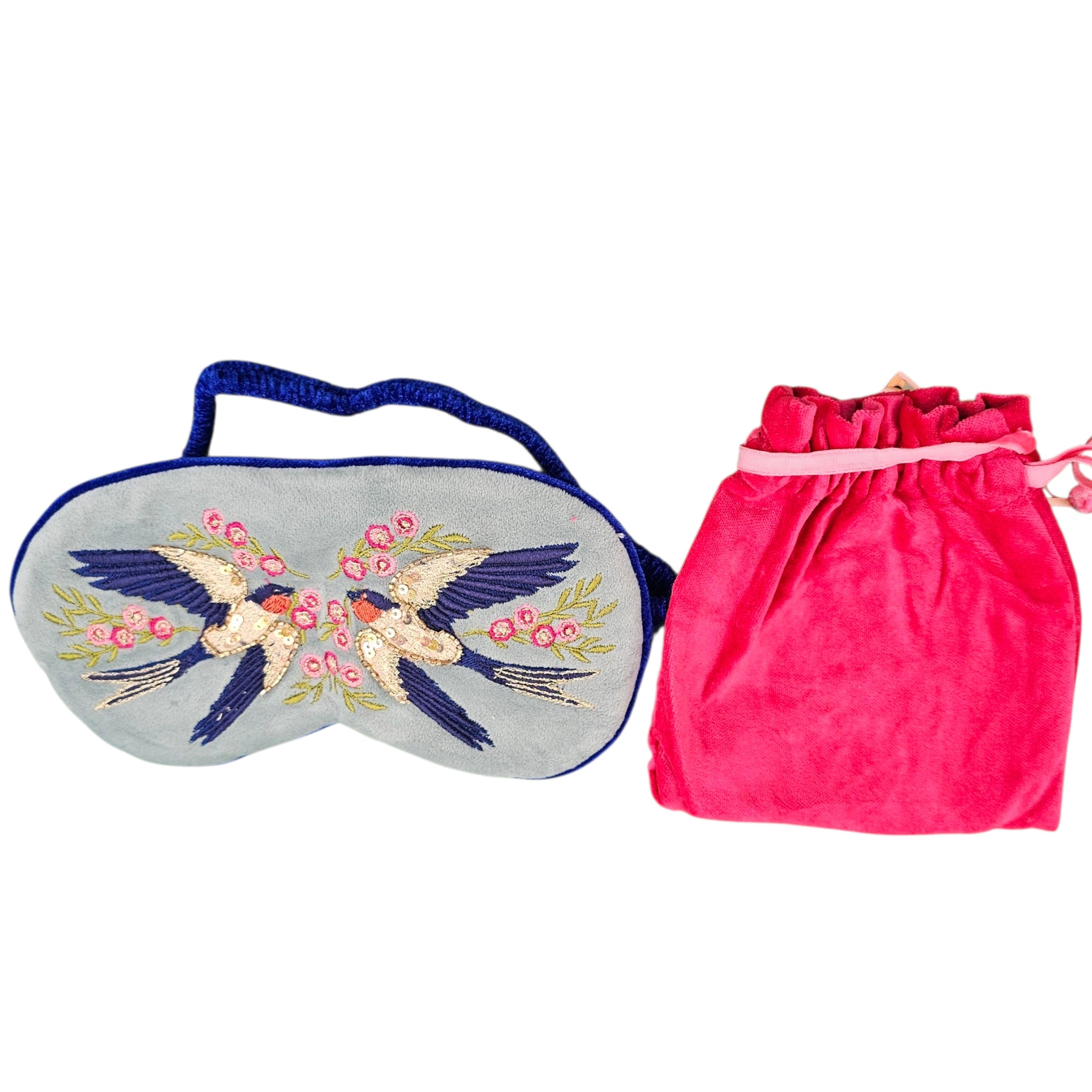 Lavender Eye Masks - Swooping Swallows Blue