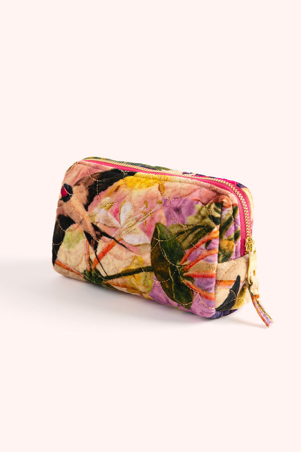 Powder ,Quilted Vanity Bag - Cream Posy