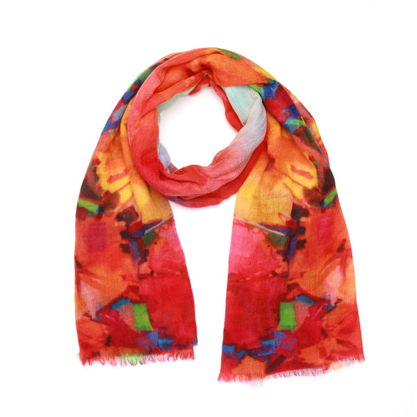 Firebird Abstract Floral Scarf Fine wool