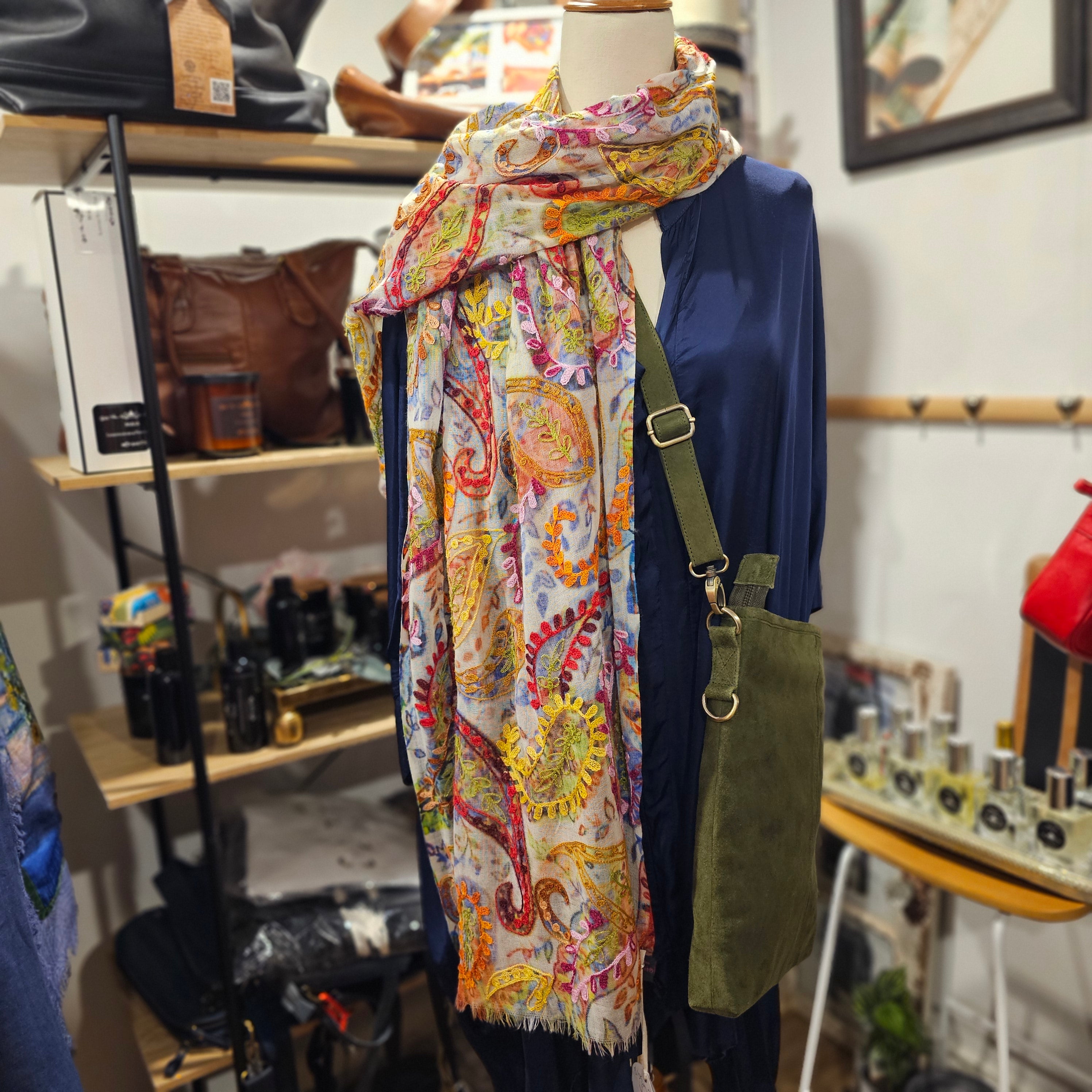 Australian Merino wool embroidered shawl SB-66
