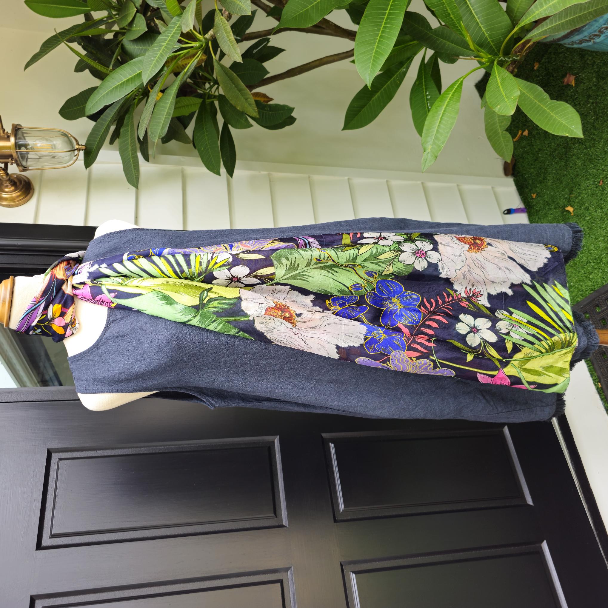 Floral Pure Silk Designer Scarf S24-90