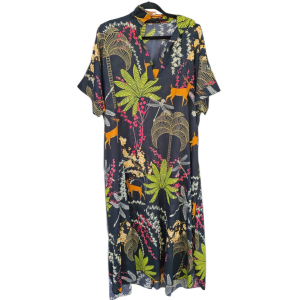 Tropical Print A-line Ankle Length Dress