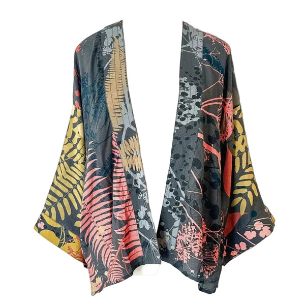 Abstract Cotton Muslin Short Kimono