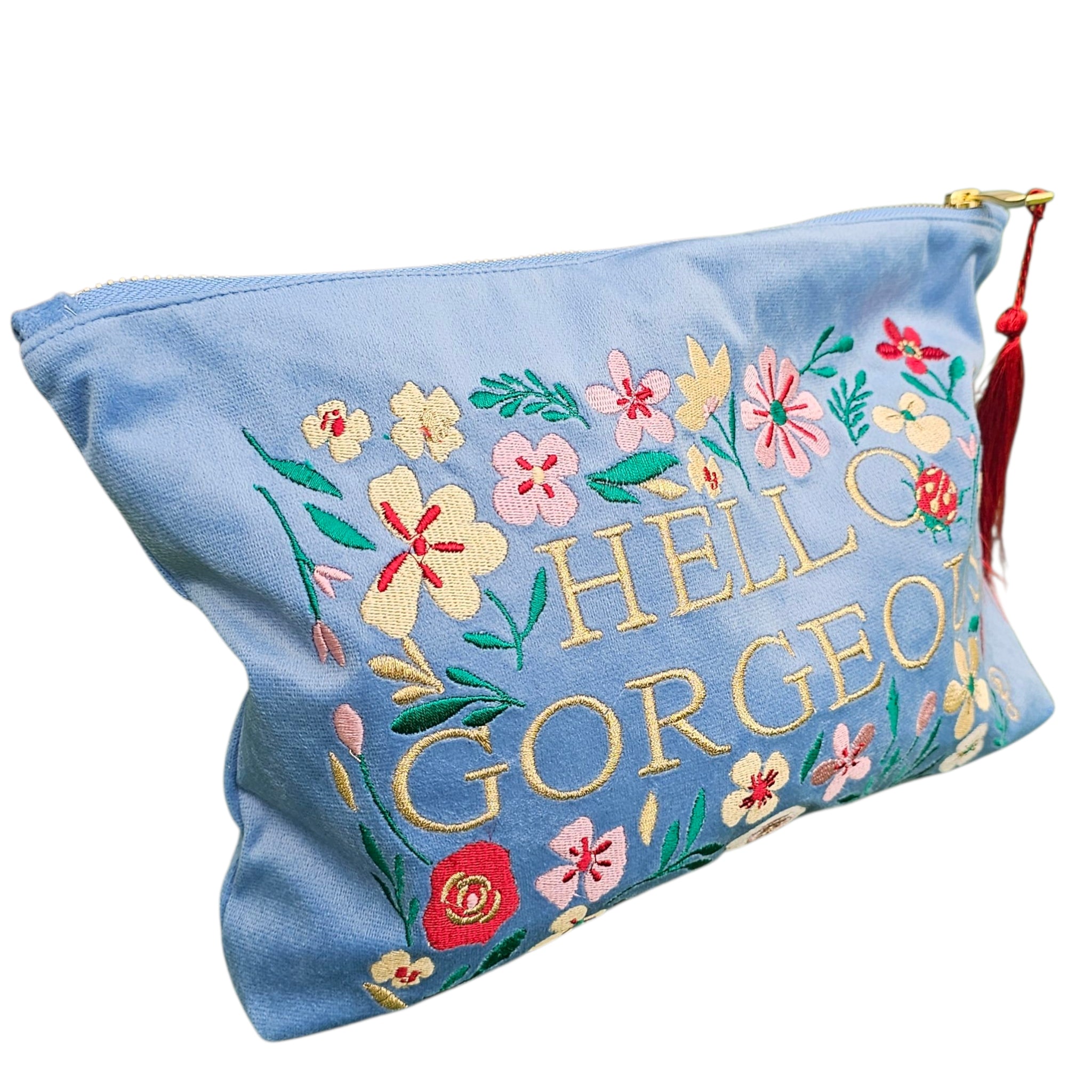 Powder Velvet Zip Pouch - Hello Gorgeous
