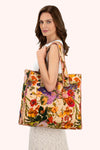 Powder Luxe Velvet Quilted Tote Bags - Cream Posy