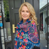 Shawl Merino Wool Embroidered scarf - Bright Blue