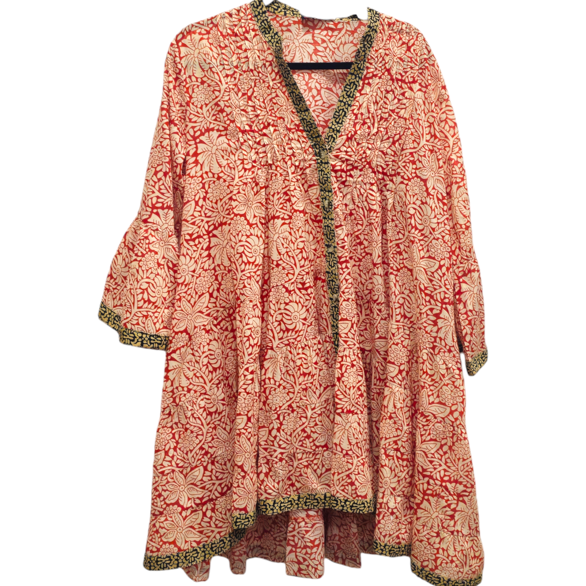 Dress with v- neck ,open front