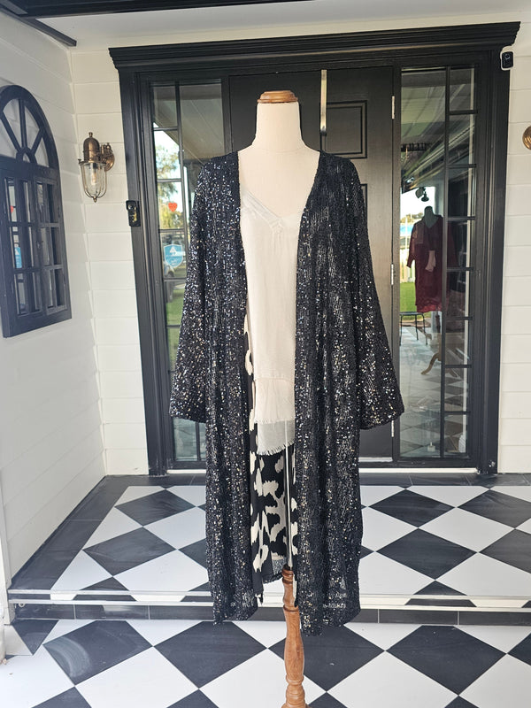 Zazzle Sequin Coat  /Black/White/ One Size