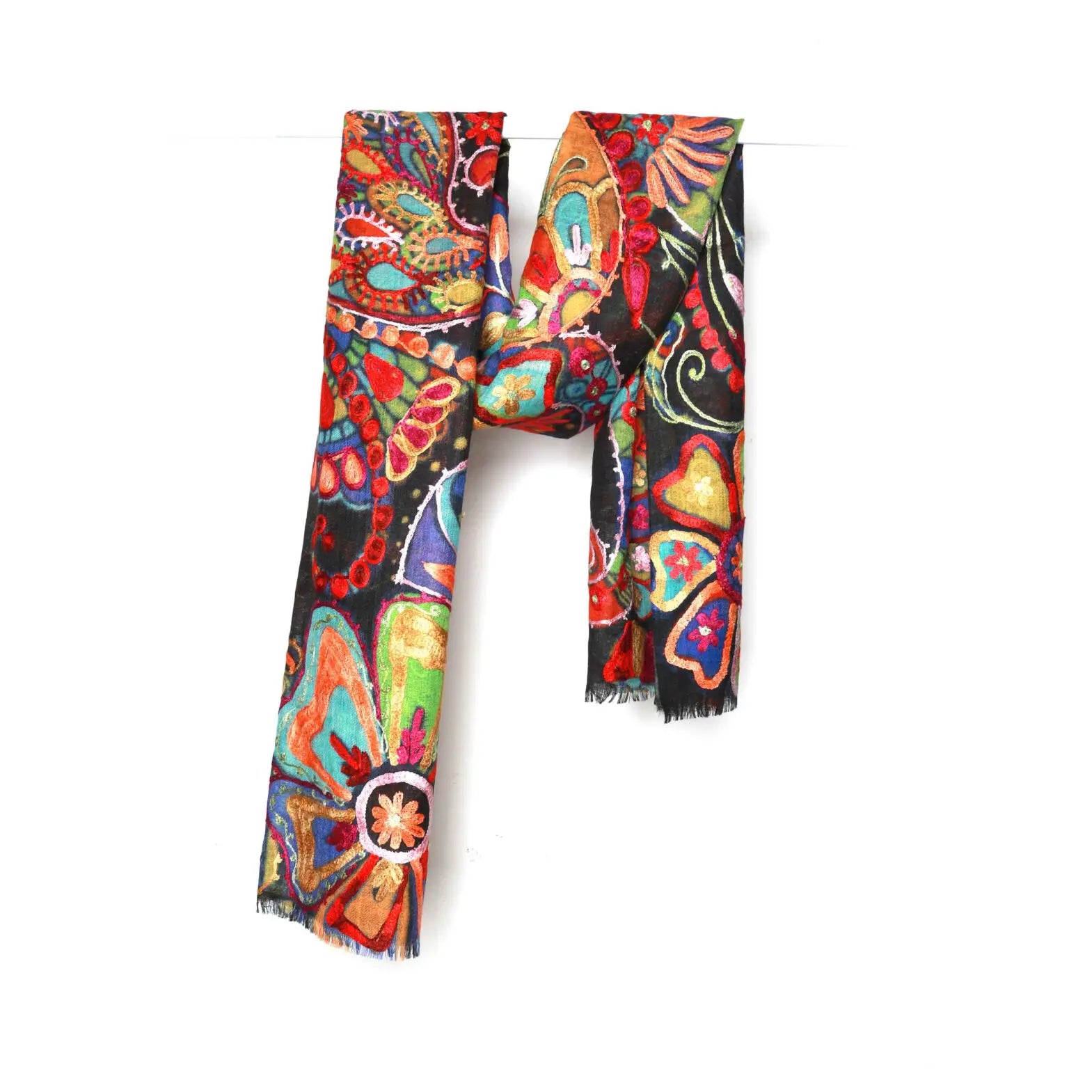 Merino wool Embroidered Shawl