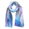 Mystic Waves Abstract Scarf – Pure Silk. Blue & Purple Artistic Print