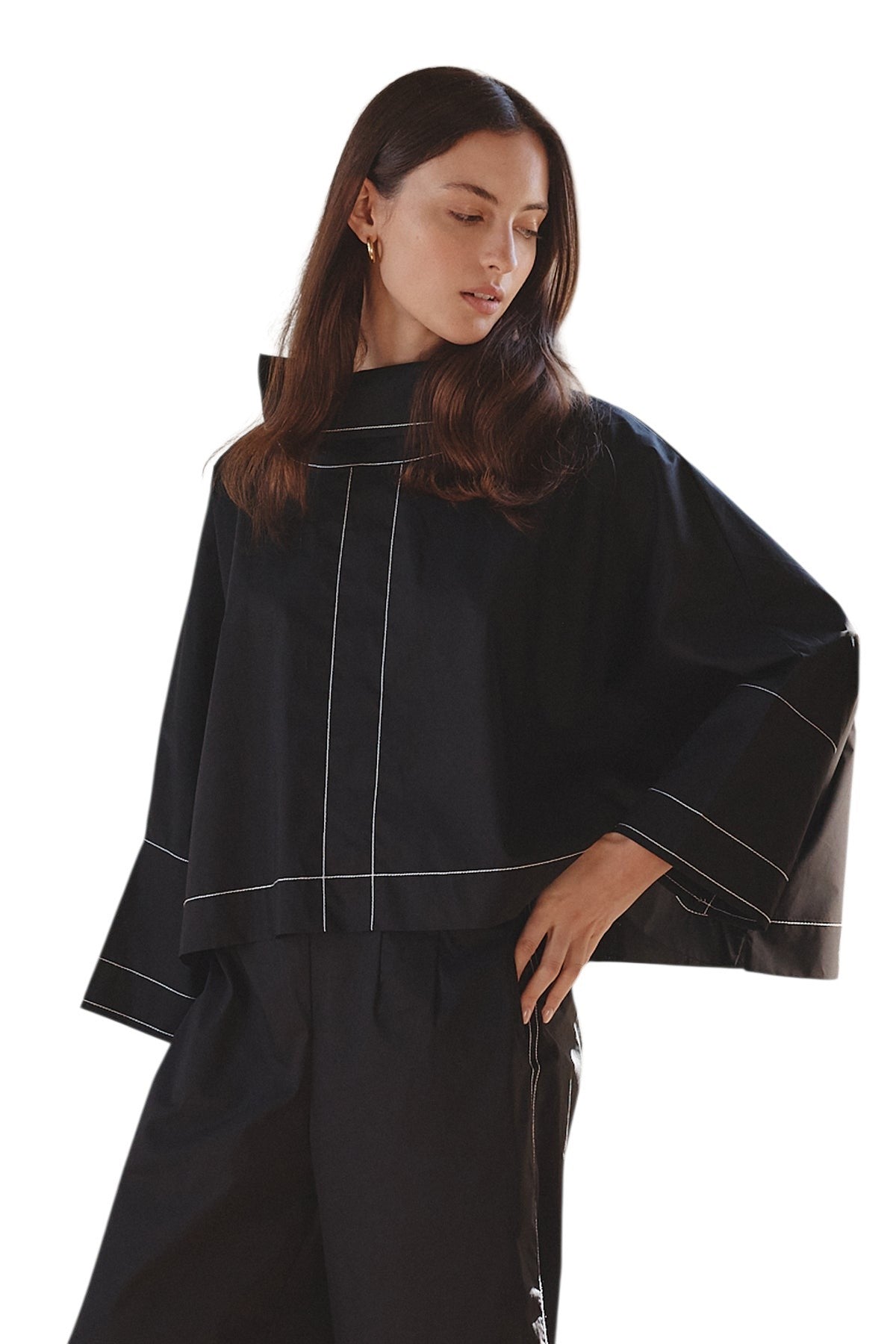 Funnel Neck Contrast Top