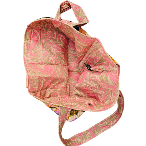 Powder Luxe Velvet Quilted Tote Bags - Cream Posy