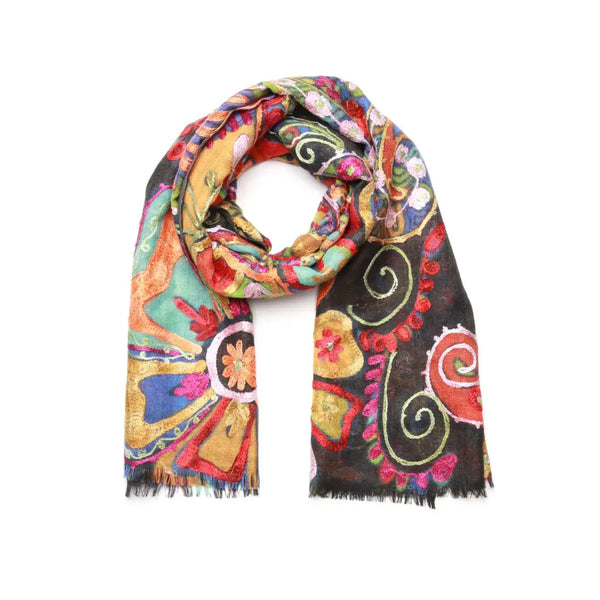 Merino wool Embroidered Shawl