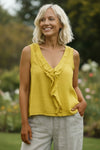 Linen Ruffle T-Shirt Top