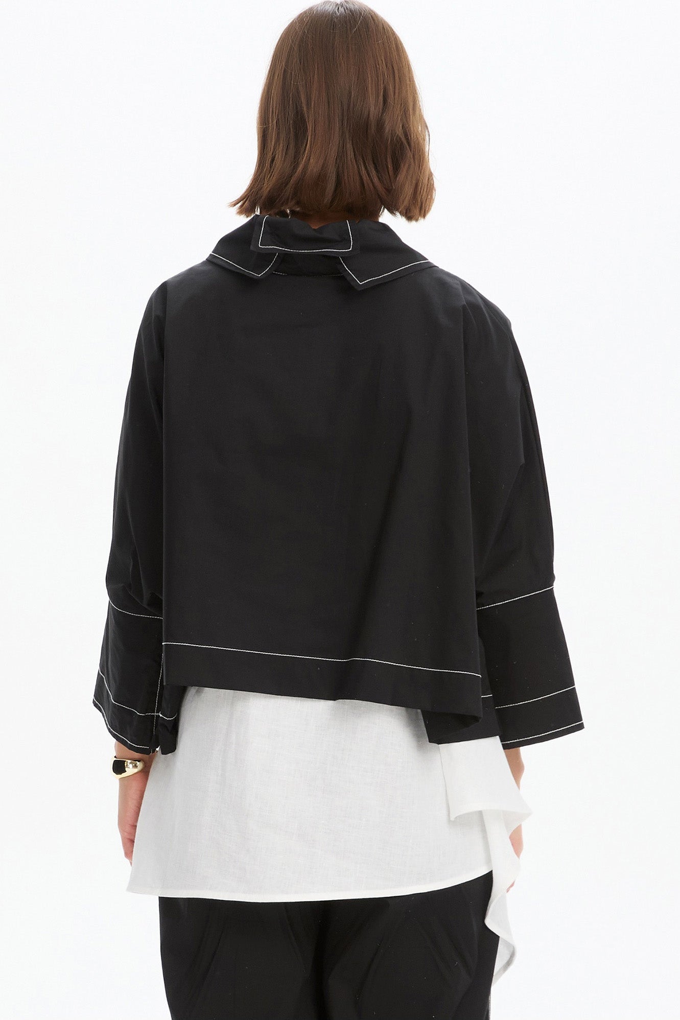 Funnel Neck Contrast Top