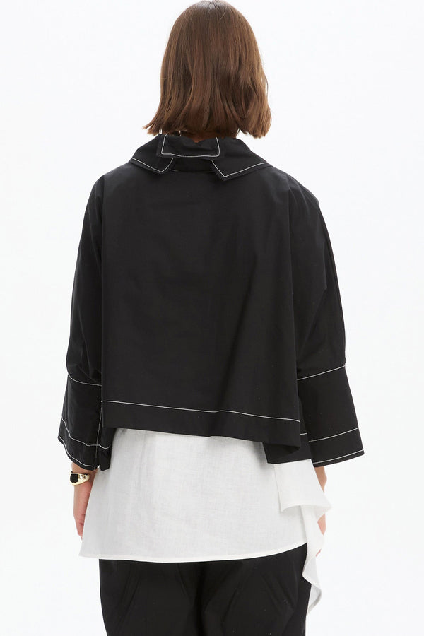 Funnel Neck Contrast Top