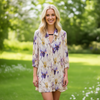 Floral print Mid lenght Shirt dress purple Iris