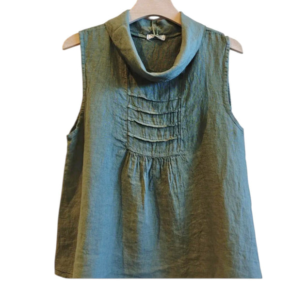 Sleeveless linen  Boatneck Blouse,Linen & More