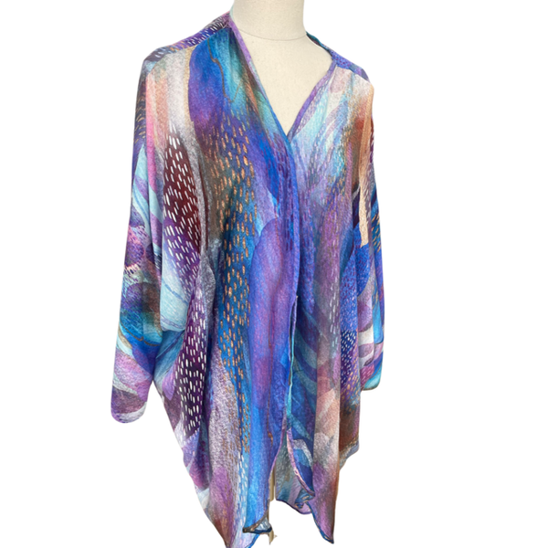 Purple Dreams Abstract Art Modal Kimono