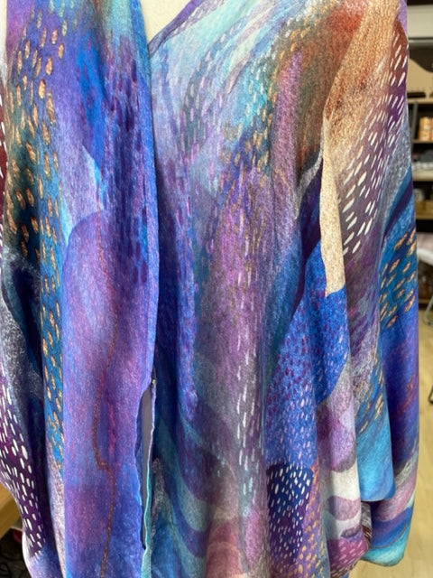 Purple Dreams Abstract Art Modal Kimono