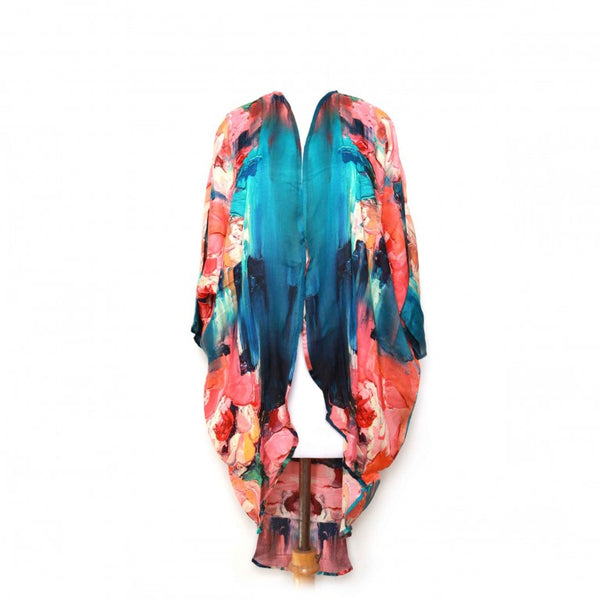 Tropical Abstract Floral Modal Kimono