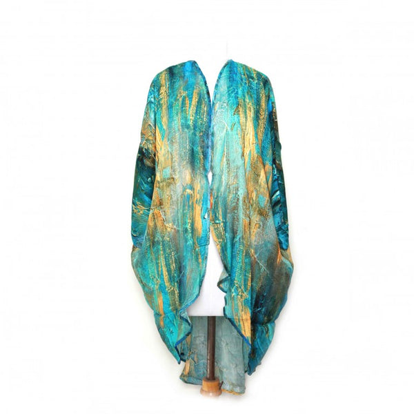 Turquoise & Golden Dreams Abstract Art Modal Kimono