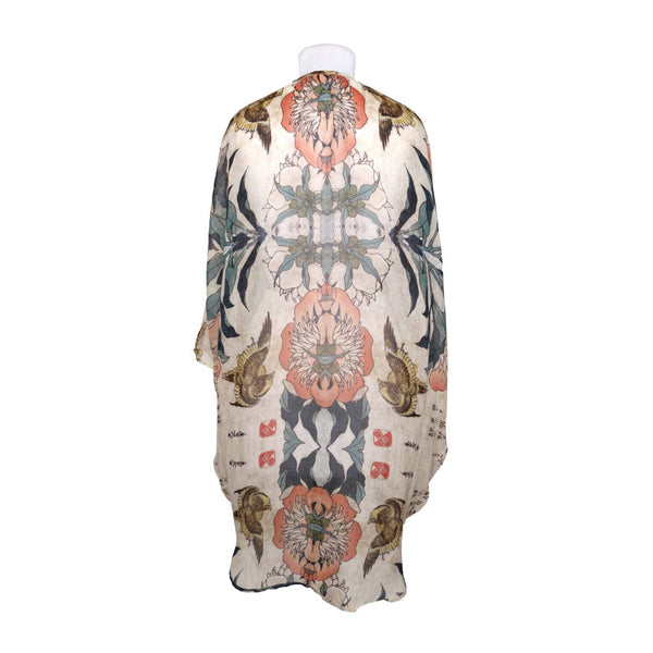 Japanese Floral Birds Modal Kimono