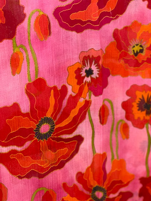 W21-42 Floral Poppies Modal Silk