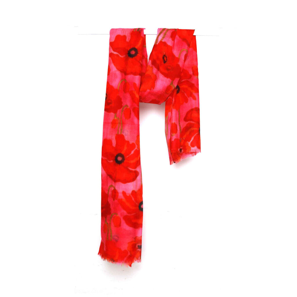 W21-42 Floral Poppies Modal Silk